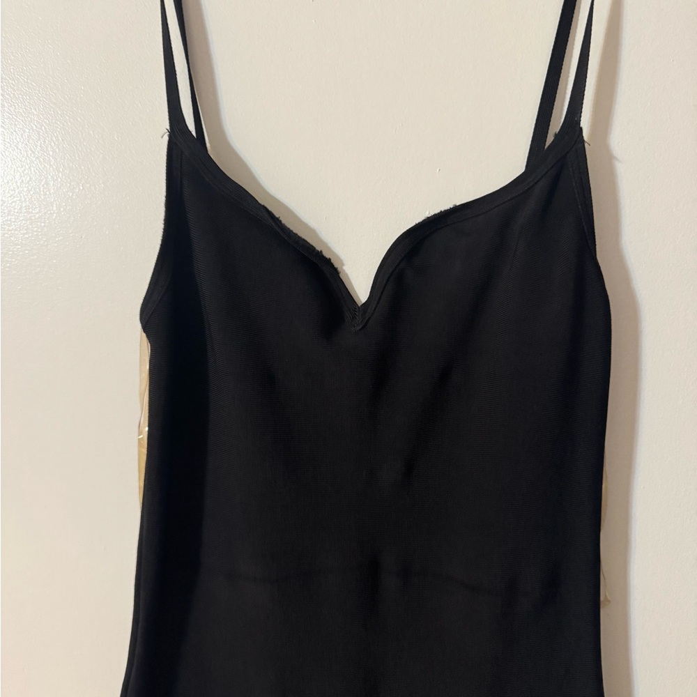 House of CB Black V-Neck Spaghetti Strap Midi Dress